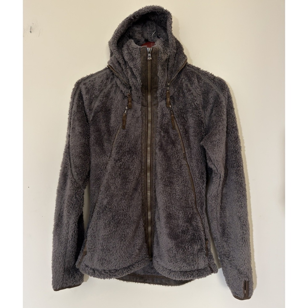 Kuhl Jacket Womens Medium Brown Flight Sherpa Zip Faux Coat Fleece‎ Hooded